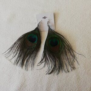 Peacock Feather Earring Natural Light Weight